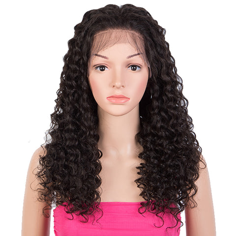 Image of Rebecca Fashion 13x4 Lace Frontal Wigs Deep Wave Human Hair 150% Density Natural Black Color