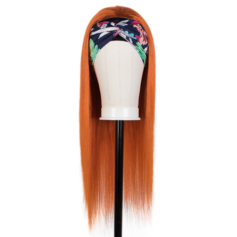 Image of Rebecca fashion Straight Headband Wigs Human Hair Wigs Ginger Wig Human Hair Headband Wig For Women Orange Color