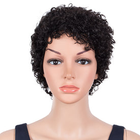Rebecca Fashion Human Hair Wigs 9 Inch Short Curly Pixie Wig 2 Colors