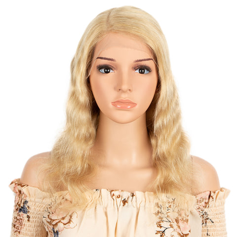 Rebecca Fashion Human Hair Lace Calp Wigs Side Lace Part Wigs with Natural Lace Hairline Blonde Body Wig for Women