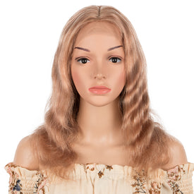 Rebecca Fashion Human Hair Lace Calp Wigs Wigs with Natural Lace Hairline Body Wave Wig with Baby Hair Pink Blonde Color