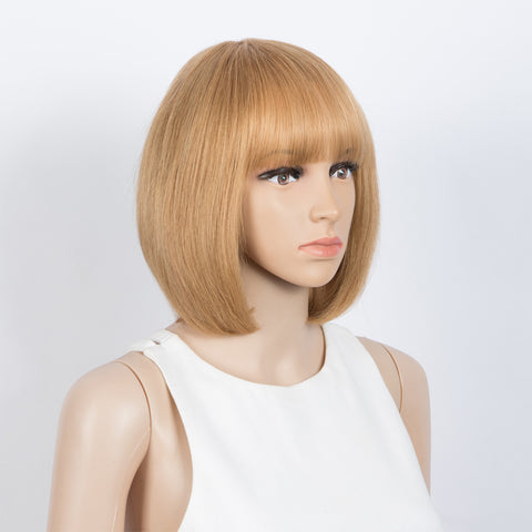 Image of Rebecca Fashion Straight Bob Wigs With Bangs Human Hair