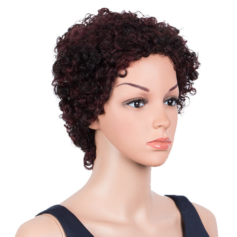 Image of Rebecca Fashion Human Hair Wigs 9 Inch Short Curly Pixie Wig 2 Colors