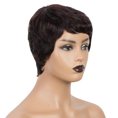 Rebecca Fashion Human Hair Wigs For Women 9 Inch Short Curly Pixie Cut Wigs Black Color