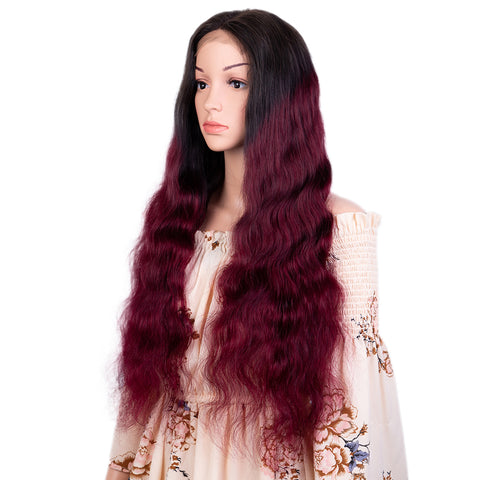 Image of Rebecca Fashion 100% Hight-quality Virgin Human Hair Wigs 4x4 Lace Closure Wigs Body Wave Hair Wig 150% Density Wine Red Color