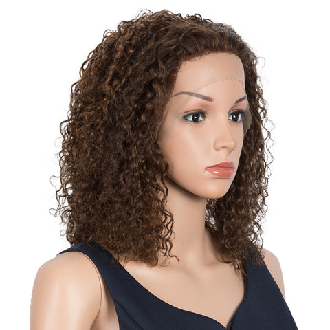 Image of Rebecca Fashion Remy Human Hair Wigs 13x2 Lace Frontal Wigs Curly Hair Wig 150% Density Brown Color