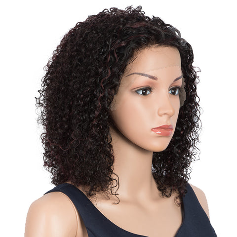 Image of Rebecca Fashion Remy Human Hair Wigs 13x2 Lace Frontal Wigs Curly Hair Wig 150% Density Natural Brown Color