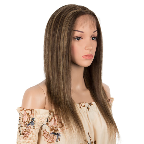 Image of Rebecca Fashion Human Hair Lace Calp Wigs Wigs with Natural Lace Hairline Straight Wig with Baby Hair Piano Brown Color