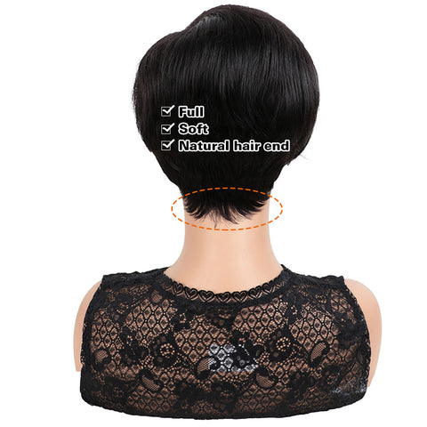 Image of Rebecca Fashion Human Hair Lace Front Wigs 5.5 inch Side LacePart Wigs Pixie Cut Bob Wig for Black Women Natural Color