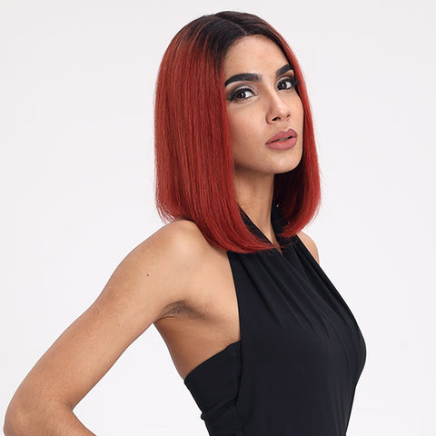 Image of Rebecca Fashion Straight Bob Wig 12 Inch Ombre Wigs With Middle Part