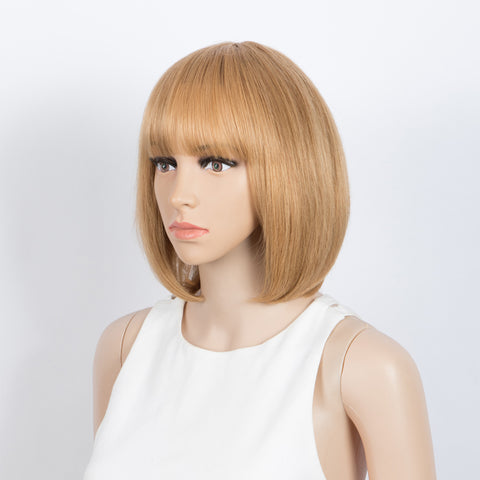 Image of Rebecca Fashion Straight Bob Wigs With Bangs Human Hair