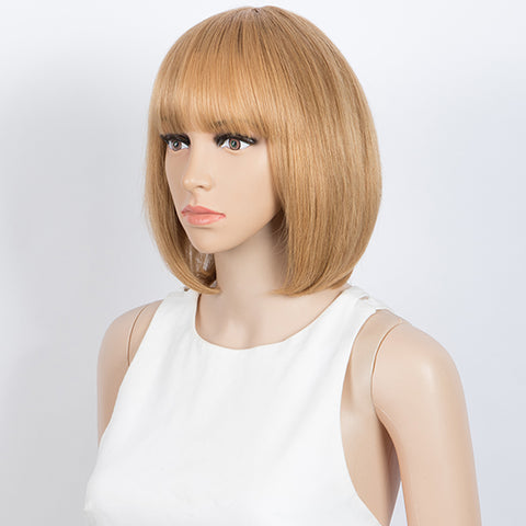 Image of Rebecca Fashion Straight Bob Wigs With Bangs Human Hair Ombre Colors