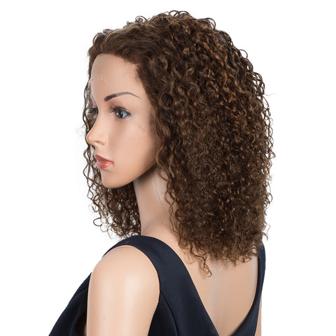 Image of Rebecca Fashion Remy Human Hair Wigs 13x2 Lace Frontal Wigs Curly Hair Wig 150% Density Brown Color