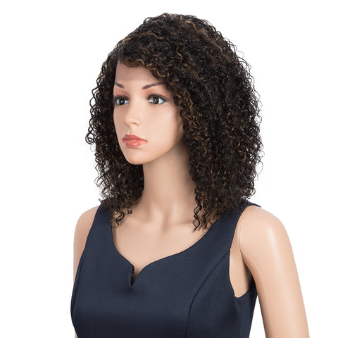 Image of Rebecca Fashion Human Hair Lace Front Wigs 5 inch Side Lace Part Wigs 12 inch Curly Wavy Wig for Black Women Natural Color