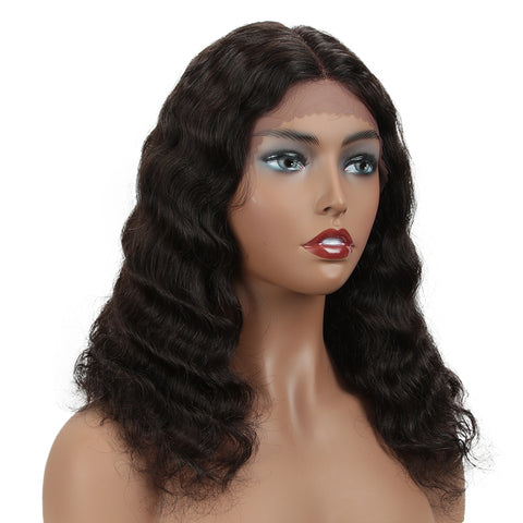 Image of Rebecca Fashion Human Hair Lace Front Wigs 5 inch Middle Lace Part Body Wave Wigs for Women Natural Color