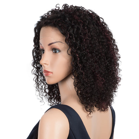 Image of Rebecca Fashion Remy Human Hair Wigs 13x2 Lace Frontal Wigs Curly Hair Wig 150% Density Natural Brown Color