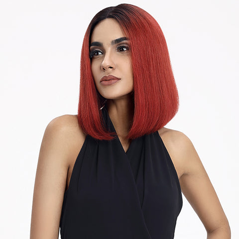 Image of Rebecca Fashion Ombre Orange Bob Wig Middle Part Wigs 12 Inch