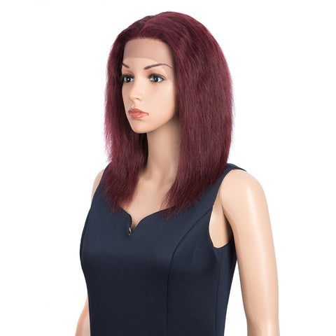 Image of Rebecca Fashion Remy Human Hair Wigs 13x2 Lace Frontal Wigs Straight Hair Wig 150% Density Burgundy Red Color