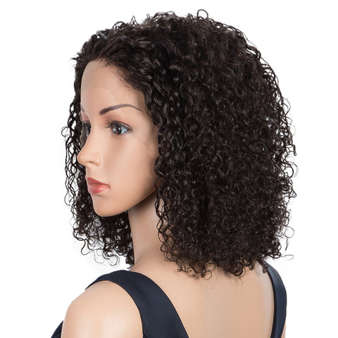 Image of Rebecca Fashion Remy Human Hair Wigs 13x2 Lace Frontal Wigs Curly Hair Wig 150% Density Dark Brown Color
