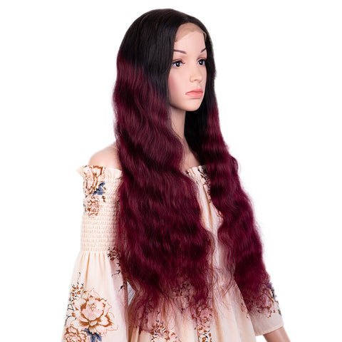 Image of Rebecca Fashion 100% Hight-quality Virgin Human Hair Wigs 4x4 Lace Closure Wigs Body Wave Hair Wig 150% Density Wine Red Color