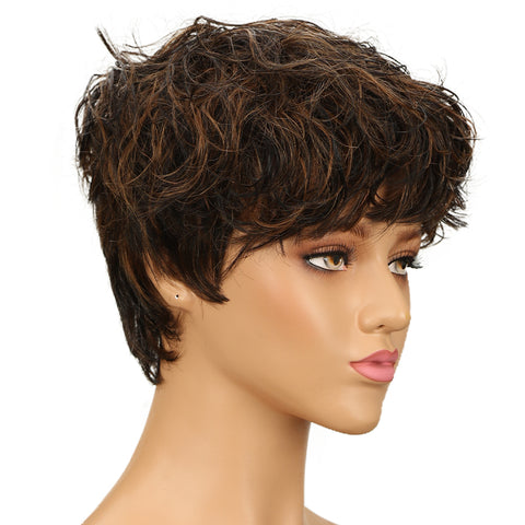 Image of Rebecca Fashion Human Hair Wigs For Women 9 Inch Short Curly Pixie Cut Wigs Colorful Wig