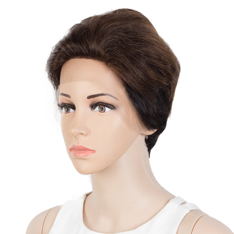 Image of Rebecca Fashion Human Hair Pixie Cut Wigs  Pixie Bob Wig with Hand-tied Hairline Brown Color