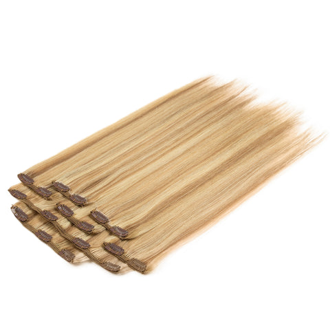Image of Rebecca Fashion Remy Clip In Human Hair Extensions Straight Clip on Human Hair Piano Blonde Color 7 Pcs
