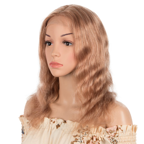 Rebecca Fashion Human Hair Lace Calp Wigs Wigs with Natural Lace Hairline Body Wave Wig with Baby Hair Pink Blonde Color