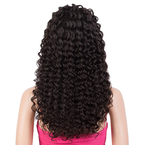 Image of Rebecca Fashion 13x4 Lace Frontal Wigs Deep Wave Human Hair 150% Density Natural Black Color