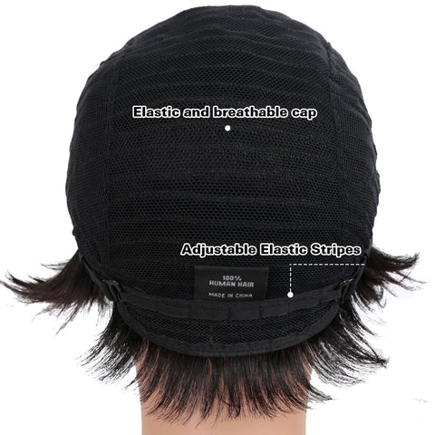 Image of Rebecca Fashion Human Hair Lace Front Wigs 5.5 inch Side LacePart Wigs Pixie Cut Bob Wig for Black Women Natural Color