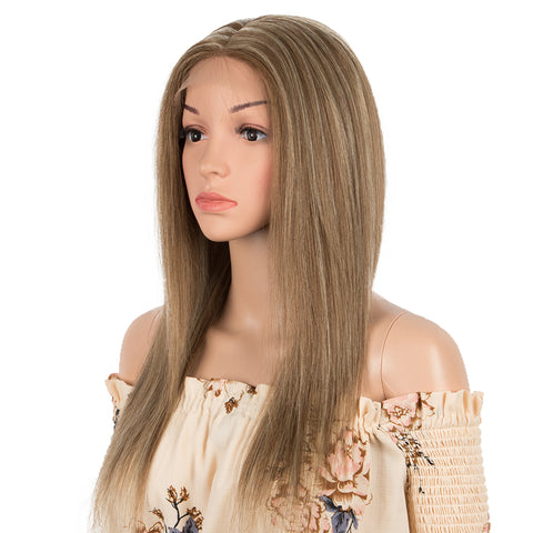 Image of Rebecca Fashion Human Hair Lace Calp Wigs Wigs with Natural Lace Hairline Straight Wig with Baby Hair Piano Brown Blonde Color