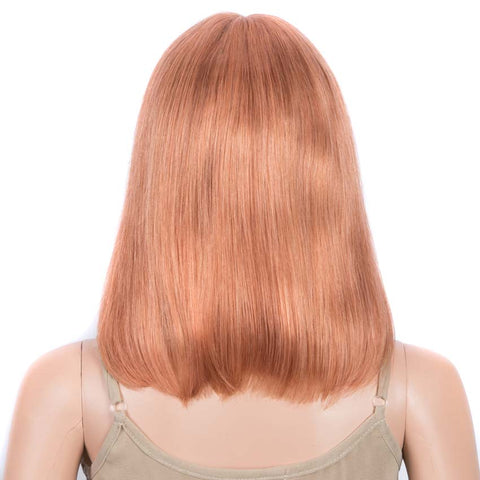 Image of Rebecca Fashion Orange Bob Wig 12 Inch Human Hair Part Lace Wig