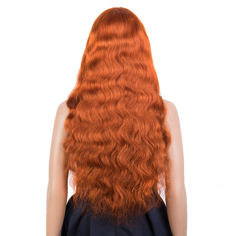 Image of Rebecca Fashion Hightlight Orange Body Wave Human Hair Wigs with Bangs 100% High-quality Human Hair Wig with Bangs for Black Women Ginger Color