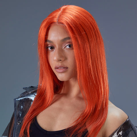 Image of Rebecca Fashion 4x4 Straight Lace Wig Ginger Wig 150% Density Human Hair Orange Lace Wigs