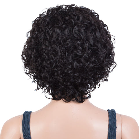 Image of Rebecca Fashion Remy Human Hair Wigs 13x2 Lace Frontal Wigs Short Curly Hair Wig 150% Density Natural Black Color