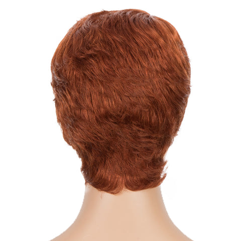 Image of Rebecca Fashion Human Hair Wigs For Women 9 Inch Short Curly Pixie Cut Wigs Orange Color