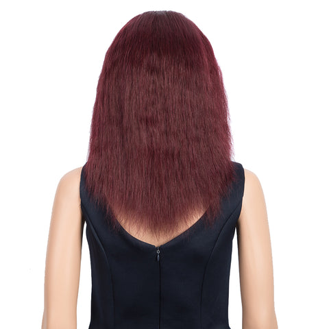 Image of Rebecca Fashion Remy Human Hair Wigs 13x2 Lace Frontal Wigs Straight Hair Wig 150% Density Burgundy Red Color