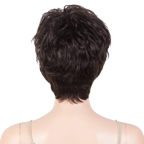 Image of Rebecca Fashion Human Hair Wigs For Women Pixie Cut Wigs 9 Inch Curly Wig Black Color