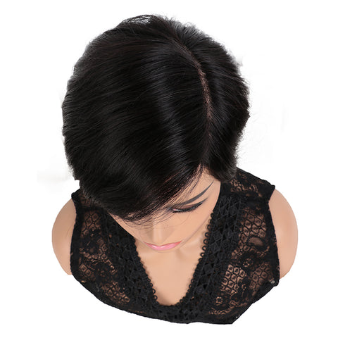 Image of Rebecca Fashion Human Hair Lace Front Wigs 5.5 inch Side LacePart Wigs Pixie Cut Bob Wig for Black Women Natural Color