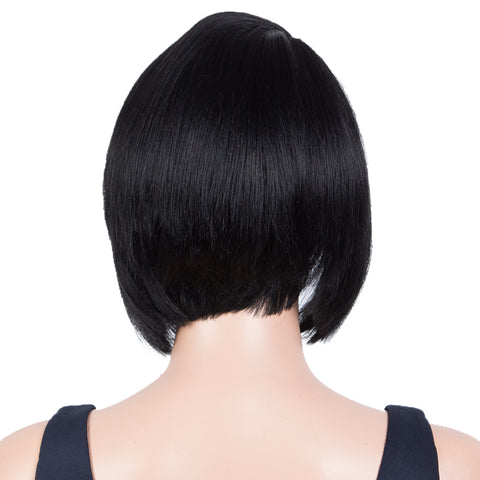 Image of Rebecca Fashion Human Hair Bob Wigs Side Lace Part Straight Bob Wigs for Women Black Color