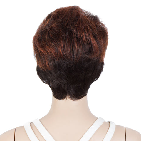 Image of Rebecca Fashion Human Hair Pixie Cut Wigs Pixie Bob Wig with Hand-tied Hairline Ombre Brown Color