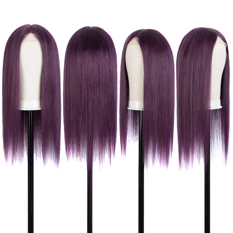 Image of Rebecca Fashion 4"x4" HD Lace Closure Wigs Purple Color 100% Hight-qualight Human Hair Wigs 150% Density