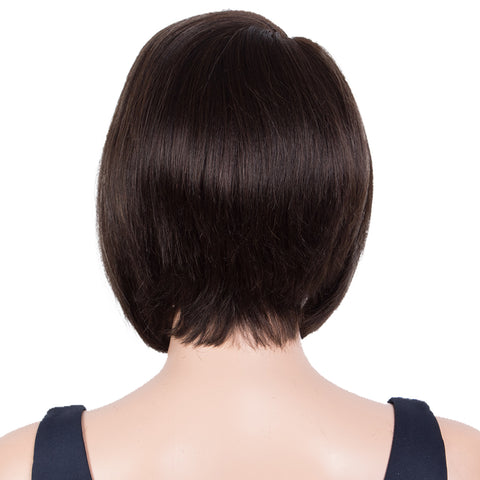 Image of Rebecca Fashion Human Hair Bob Wigs Side Lace Part Straight Bob Wigs for Women Brown Color