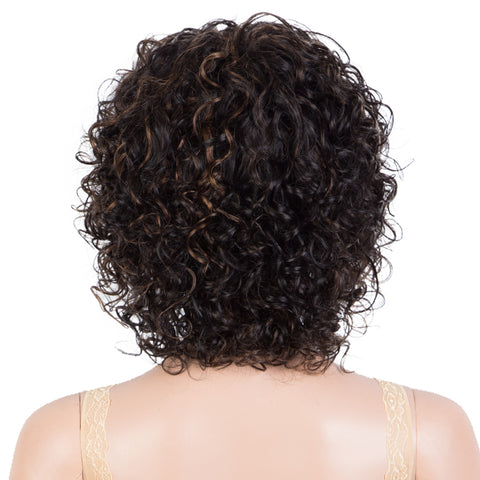 Image of Rebecca Fashion Short Bouncy Curly  Wigs For Women Cute Human Hair Bob Wigs Black Colors