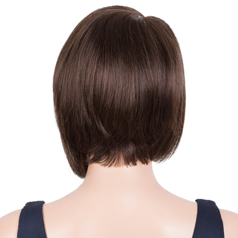 Image of Rebecca Fashion Human Hair Bob Wigs Side Lace Part Straight Bob Wigs for Women Brown Color