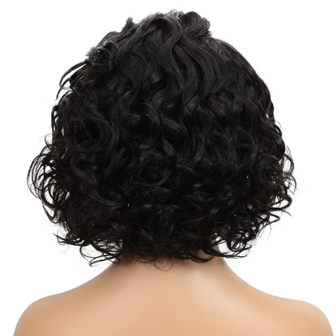 Image of Rebecca Fashion Short Wavy Lace Front Wigs Human Hair Side Lace Part Wavy Bob Wigs for Women Natural Color