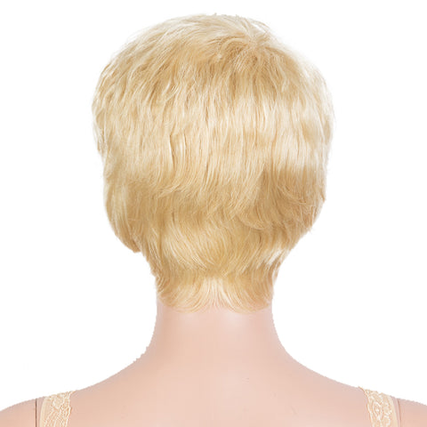 Image of Rebecca Fashion Human Hair Wigs Pixie Cut Wigs 9 Inch Short Curly Wig Blonde Color