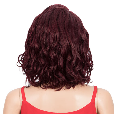 Image of Rebecca Fashion Human Hair Lace Front Wigs 5 inch Side Lace Part Wigs 12 inch Water Wavy Wig  Red Color