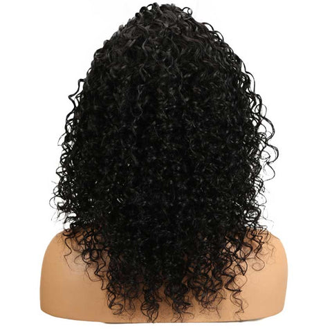 Rebecca Fashion 4x4 Lace Front Wigs Kinky Curly Human Hair Wigs 150% Density Natural Black Color