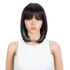 Rebecca Fashion Short Human Hair Bob Wigs With Bangs Black With Purplr Color Dying Hair Behind Ear Wigs 10 inch